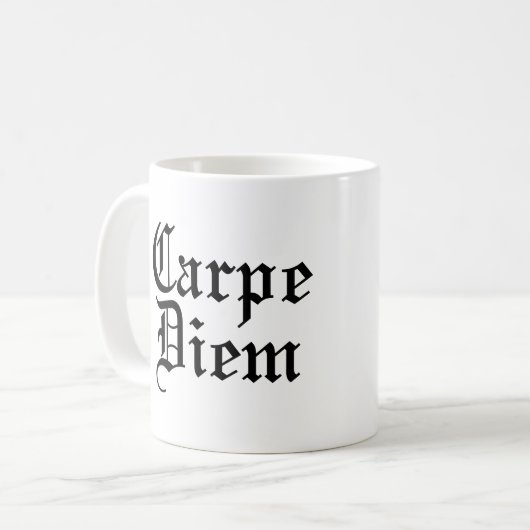 Carpe Diem - Seize the day - Latin Phrase Kaffeetasse (Vorderseite Links)