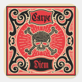 Carpe Diem Skull Quadratischer Aufkleber