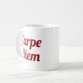 Carpe Diem | Slogan-Tasse | handschriftlich Kaffeetasse (Vorderseite Links)