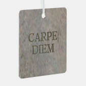 Carpe Diem Stone Metallquadrat Ornament Aus Metall (Vorderseite Rechts)