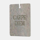 Carpe Diem Stone Metallquadrat Ornament Aus Metall (Vorderseite links)