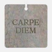 Carpe Diem Stone Metallquadrat Ornament Aus Metall (Rückseite)