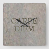 Carpe Diem Stone Quadratwanduhr Quadratische Wanduhr (Vorderseite)