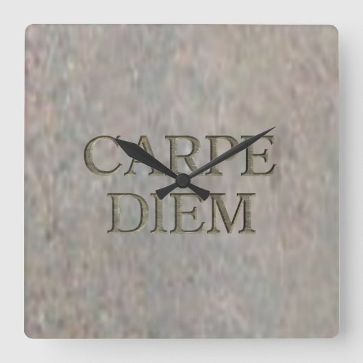Carpe Diem Stone Quadratwanduhr Quadratische Wanduhr (Vorderseite)