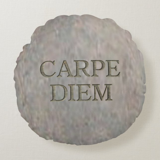 Carpe Diem Stone Rundkissen Rundes Kissen (Vorderseite)