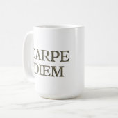 Carpe Diem Stone weiße Tasse (Vorderseite Links)