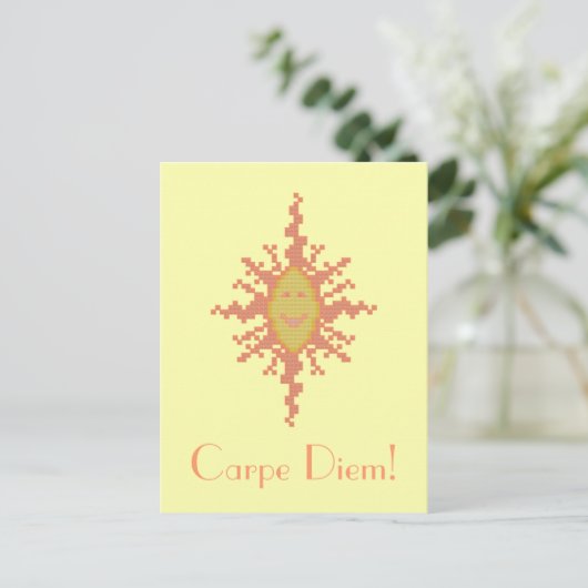 Carpe Diem! Sunburst Postkarte (Stehend Vorderseite)