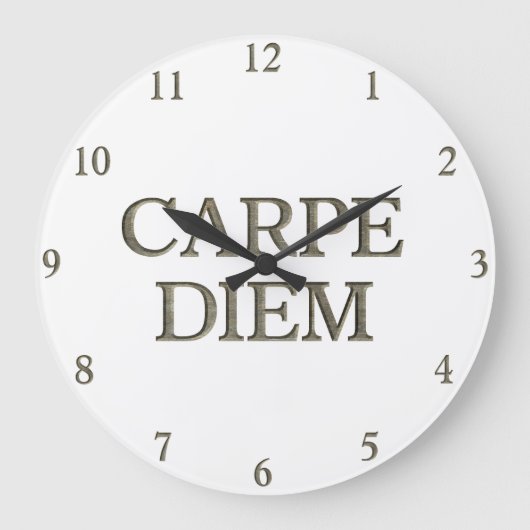 Carpe Diem weiße Wanduhr (Vorderseite)
