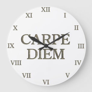 Carpe Diem weiße Wanduhr römische Zahlen
