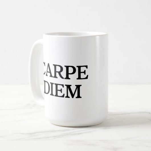 Carpe Diem White Tasse (Vorderseite Links)