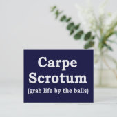 Carpe Scrotum Postkarte (Stehend Vorderseite)