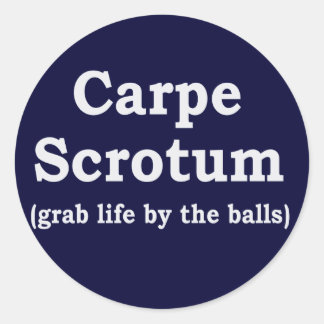 Carpe Scrotum Runder Aufkleber