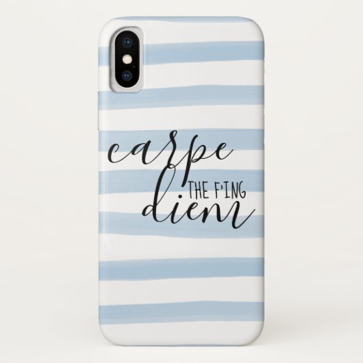 Carpe the f'ing Diem Blue Stripe Muster Case-Mate iPhone Hülle (Rückseite)