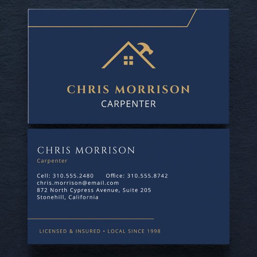 Carpenter Carpentry Contractor Home Builder Visitenkarte