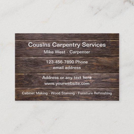 Carpenter Carpentry Services Business Cards Visitenkarte (Vorderseite)