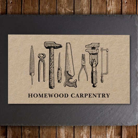 Carpenter Carpentry Tools Rustikale Vintage Kraft Visitenkarte