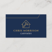 Carpenter Carpentry Wood Navy Blue Gold Visitenkarte (Vorderseite)