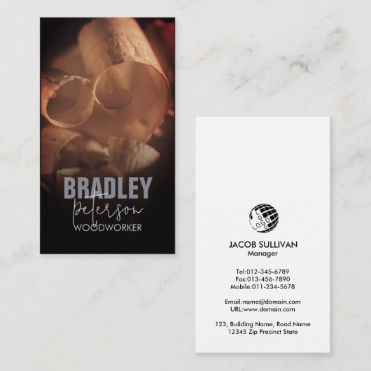 Carpenter Carpentry Woodworking Business Card Visitenkarte (Vorne/Hinten)