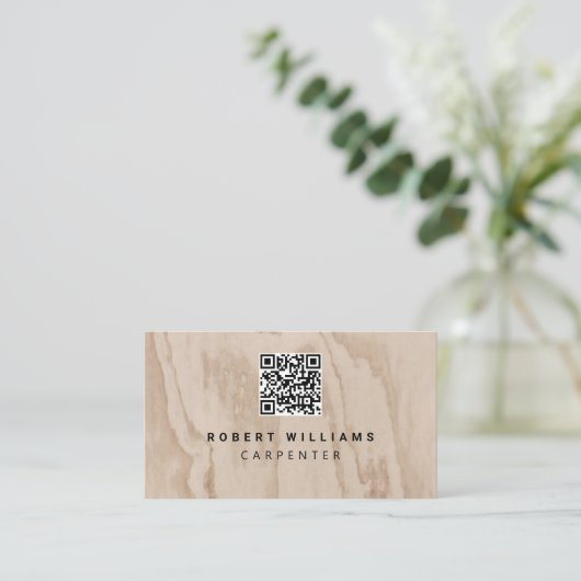 Carpenter Construction QR Code Business Card Visitenkarte (Stehend Vorderseite)