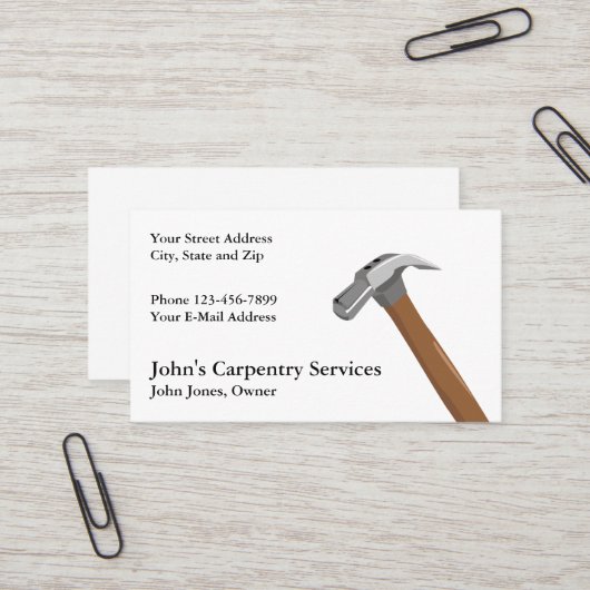 Carpenter Contractor Construction Business Card Visitenkarte (Vorderseite/Rückseite Beispiel)