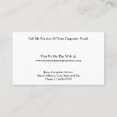 Carpenter Contractor Construction Business Card Visitenkarte (Rückseite)