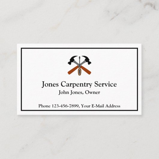Carpenter Contractor Construction Business Card Visitenkarte (Vorderseite)