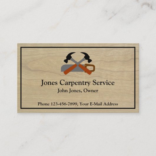 Carpenter Contractor Construction Business Card Visitenkarte (Vorderseite)