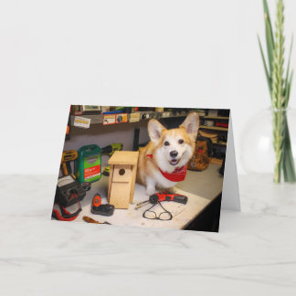 Carpenter Corgi Birdhouse Geburtstagsgrüße Karte