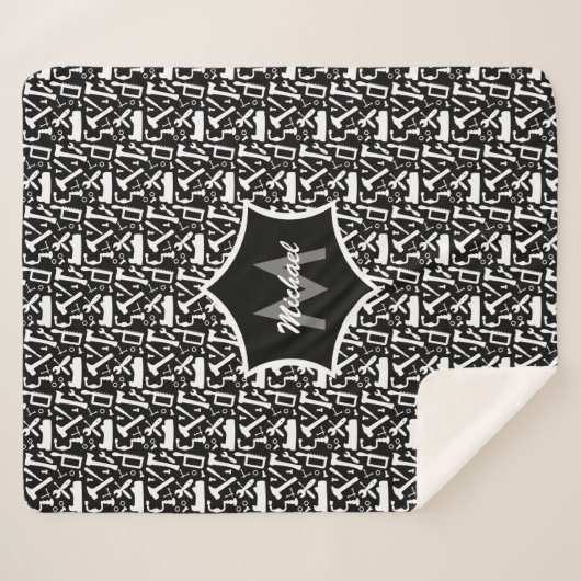 Carpenter Fixer Handyman Tools Mit Monogramm Sherpadecke (Vorderseite (Horizontal))