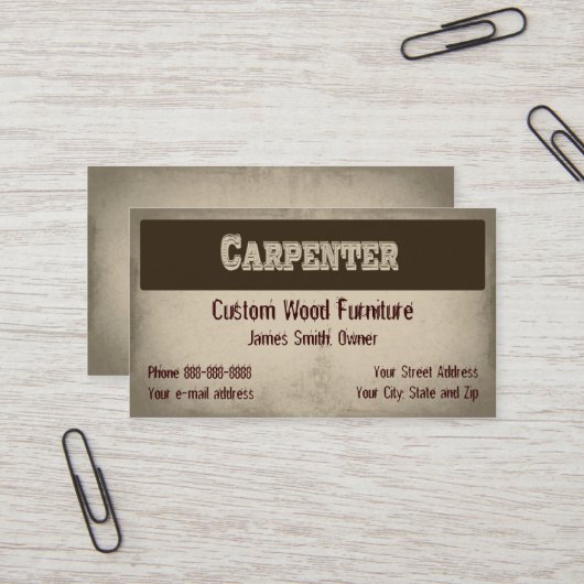 Carpenter Möbelhersteller Business Card Visitenkarte (Vorderseite/Rückseite Beispiel)
