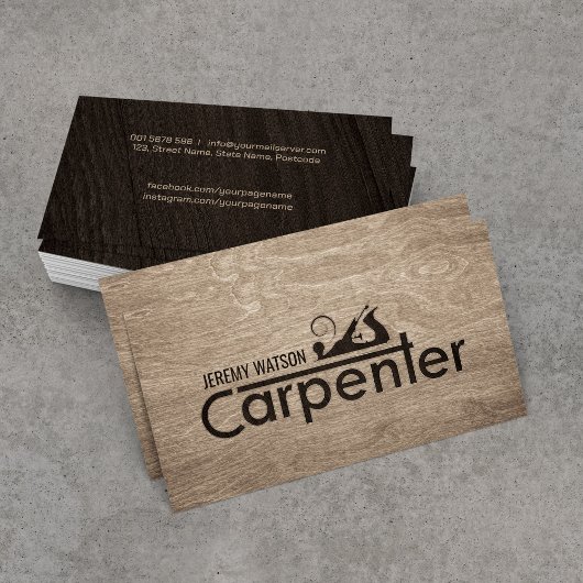 Carpenter Services cooler Logo-Text mit Planer Visitenkarte
