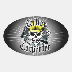 Carpenter Skull: Killer Carpenter Ovaler Aufkleber