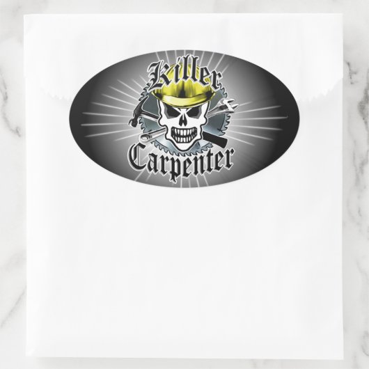 Carpenter Skull: Killer Carpenter Ovaler Aufkleber (Tasche)