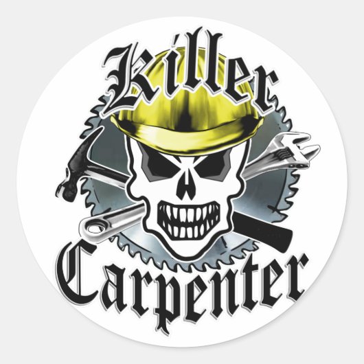 Carpenter Skull: Killer Carpenter Runder Aufkleber (Vorderseite)