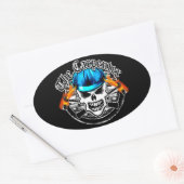 Carpenter Skull und Blue Hard Hat Ovaler Aufkleber (Umschlag)