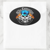 Carpenter Skull und Blue Hard Hat Ovaler Aufkleber (Tasche)