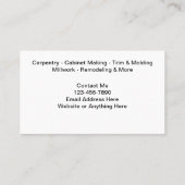Carpenter und Umbau von Visitenkarten Visitenkarte (Rückseite)