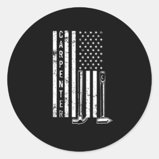 Carpenter USA Flag für Holzarbeiter oder Handwerke Runder Aufkleber