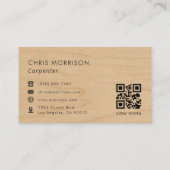 Carpenter Wood QR Code Professional Visitenkarte (Rückseite)