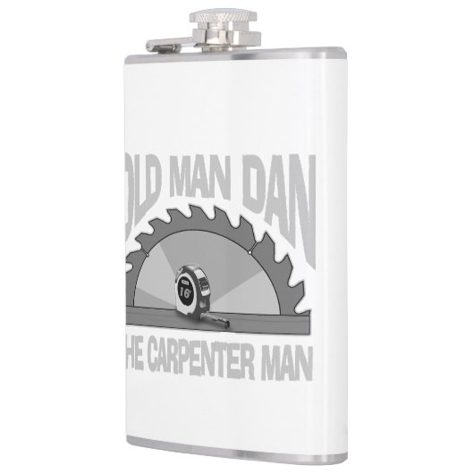 Carpenter Woodworking Old Man Dan Lumber Builder Flachmann (Links)