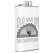 Carpenter Woodworking Old Man Dan Lumber Builder Flachmann (Rechts)
