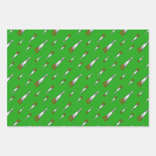 Carpenter's Saw Handyman Fun Green Geschenkpapier Set (Vorderseite 3)