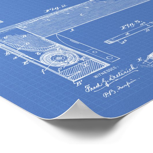 Carpenter's Square 1893 Patent Art Blueprint Poster (Ecke)
