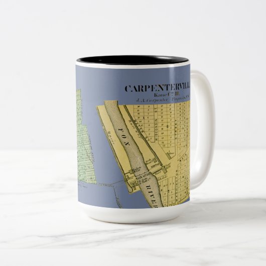 CARPENTERSVILLE DUNDEE ILLINOIS 1871 KARTE ZWEIFARBIGE TASSE (VorderseiteRechts)
