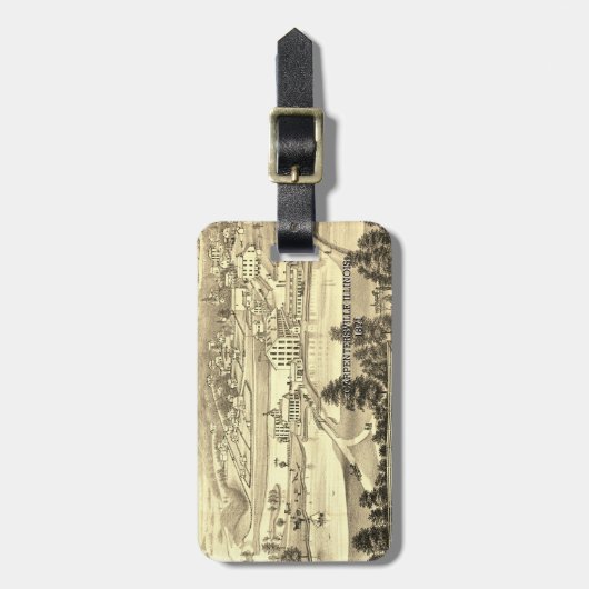 Carpentersville Illinois 1871 City View Gepäckanhänger (Vorderseite vertikal)