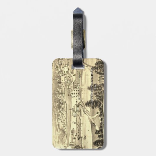 Carpentersville Illinois 1871 City View Gepäckanhänger (Rückseite vertikal)