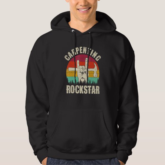 Carpenting Rockstar, Funny Carpenter Dad, Retro Wo Hoodie (Vorderseite)