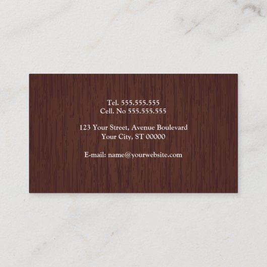 Carpentry - Dark Wood Texture Business Card Visitenkarte (Rückseite)