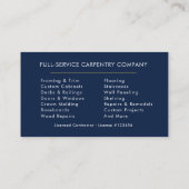 Carpentry Home Improvement Hammer Saw Visitenkarte (Rückseite)