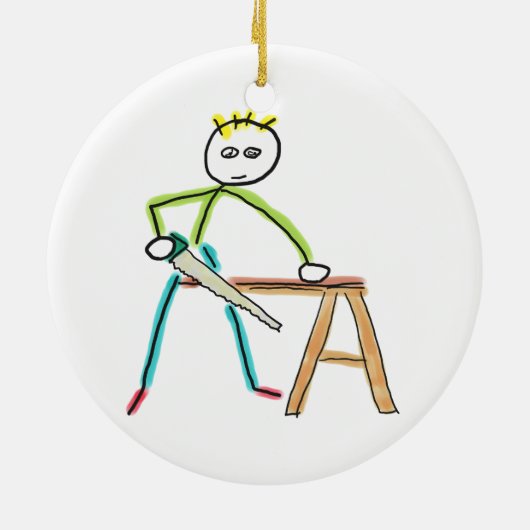 Carpentry Stickman Keramik Ornament (Hinten)